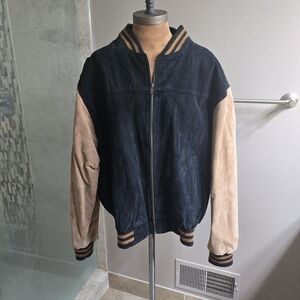 NWOT 100% Genuine Suede Leather Men's XL Black and Tan Jacket